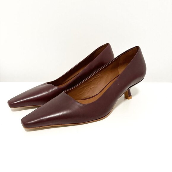 Reformation Leather Kitten Heels – Burgundy – Size 8 - Picture 1 of 4